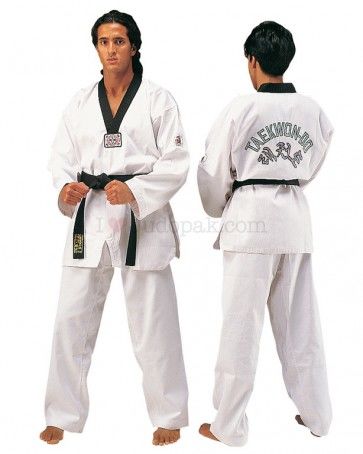 Matsuru 01242 Taekwondopak V-hals zwart geborduurd