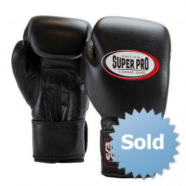 Super Pro Combat Gear Thai-Pro Lederen (Thai)bokshandschoenen Zwart 12oz