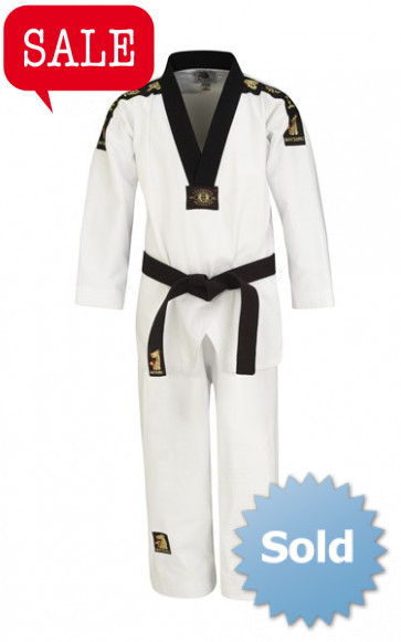 Matsuru 01242 Taekwondopak V-hals zwart geborduurd